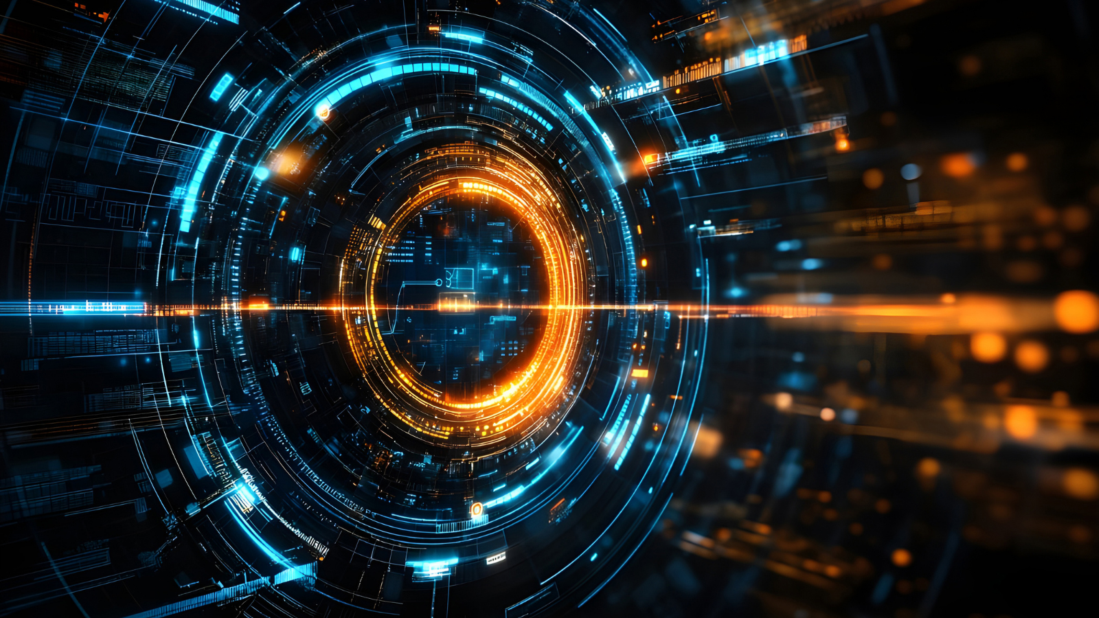 Représentation abstraite d’un système numérique opaque avec flux circulaire de données illustrant l’exploitation de contenus par intelligence artificielle